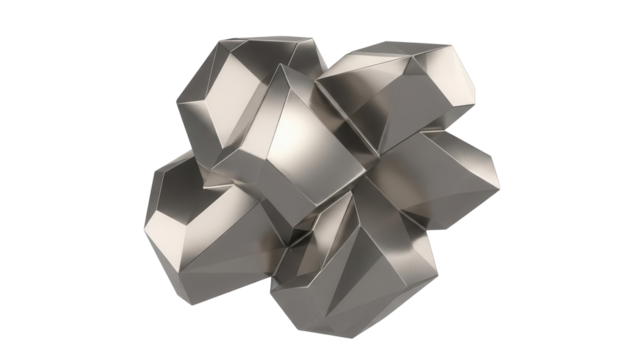 Chrome abstract brutalism shape on a transparent alpha background, 4k loop animation - Powered by Adobe