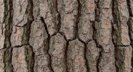 Obraz premium Close-up of tree bark with moss growing in cracks