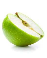 Green apple half with seeds and stem fruit food
