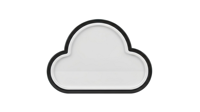 3D Cloud Icon with Black and White Outline - Powered by Adobe