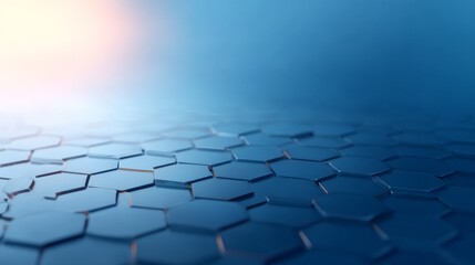 Blockchain Business Ecosystem Concept, Abstract hexagonal pattern with a blue gradient background.