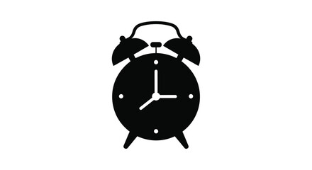 A striking black and white image of a classic alarm clock in a bold silhouette