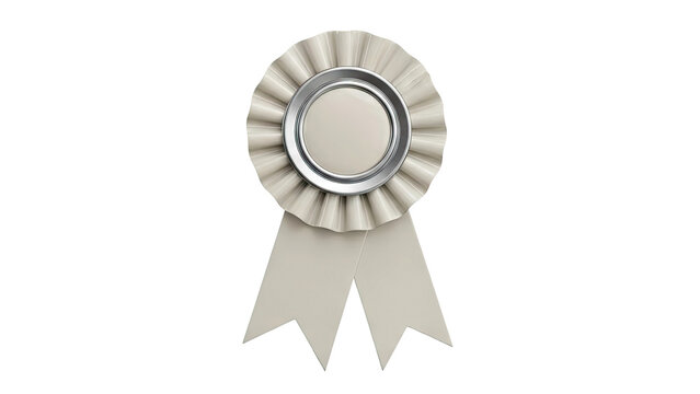 Plain Rosette Ribbon Badge with Silver Trim