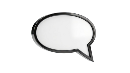 3D Speech Bubble Icon with White Fill and Black Outline