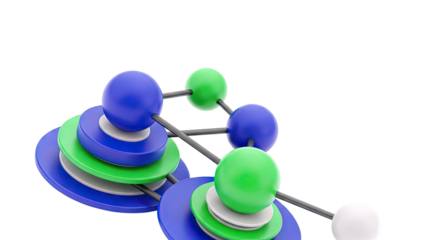 Abstract 3D Molecular Structure with Blue and Green Spheres