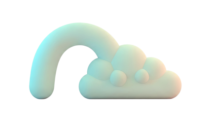 Abstract Cloud and Rainbow Icon with Soft Gradient Lighting