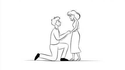 Man kneeling and holding woman's hand in a romantic proposal moment