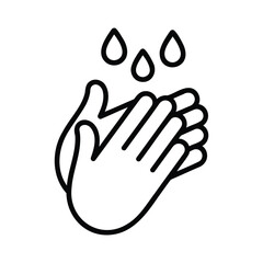 Fototapeta premium Hand Washing Icon with Water Drops Hygiene and Sanitation Symbol Isolated on White Background
