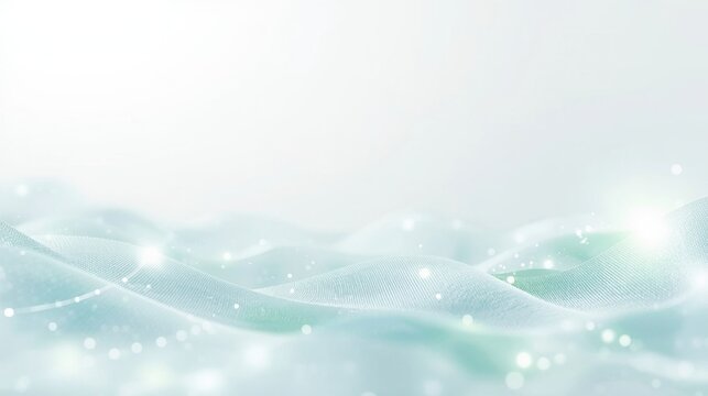 Serene digital world concept with soft glowing light blue waves and sparkles in a peaceful abstract background for design and technology themes