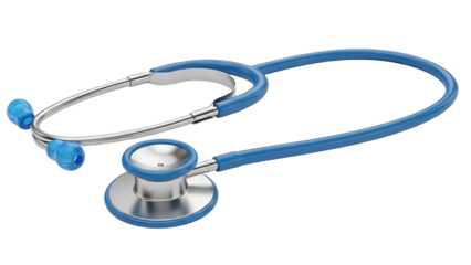 Blue stethoscope on white background isolated on a transparent background medical healthcare