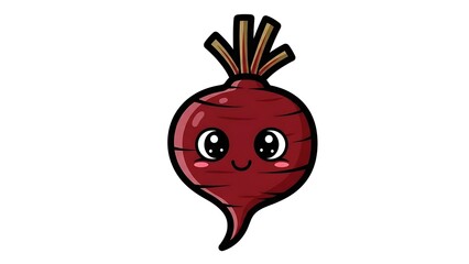 Cartoon Beetroot Character with Funny Face.