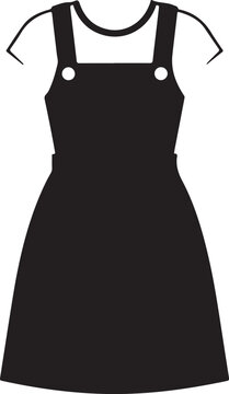 Black a line tank dress with straps and white buttons