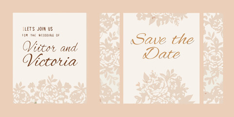 Elegant wedding invitation design featuring floral accents and calligraphy script