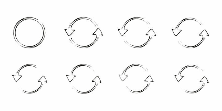 A series of circular arrows depicting rotational movement and cyclical processes