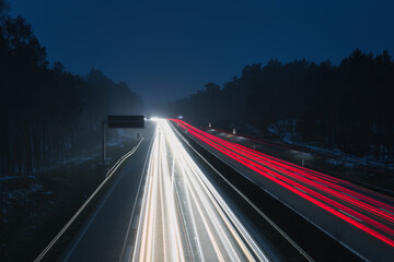 Long Exposure Traffic on a Night Highway with Light Trails