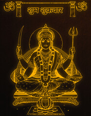  Glowing Gold Santoshi Maa Illustration for Happy Friday Blessing with Om Symbol