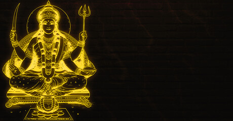 Golden Radiant Goddess Santoshi Mata Digital Art for Hindu Festival Decoration