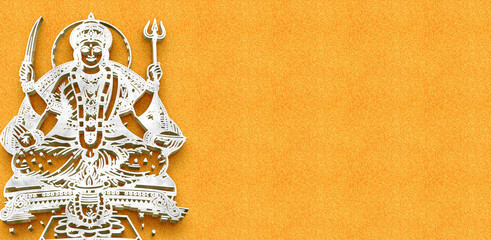 Metallic Silver Santoshi Mata Religious Graphic on Bright Orange Wallpaper