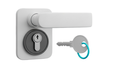 Modern White Door Handle with Key