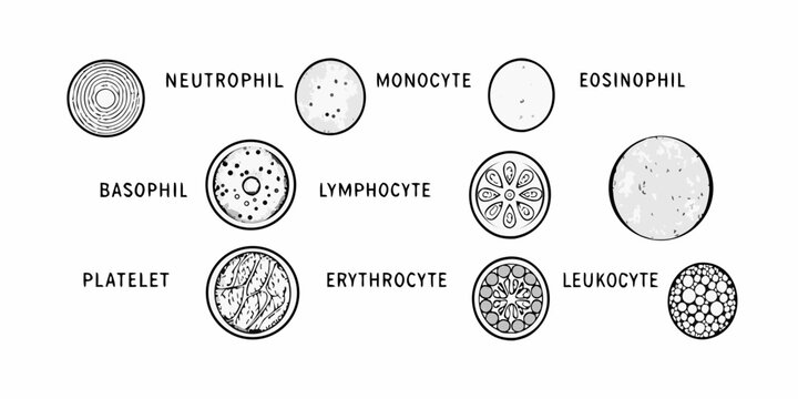 Illustrative diagram showcasing various human blood cell types and their morphologies