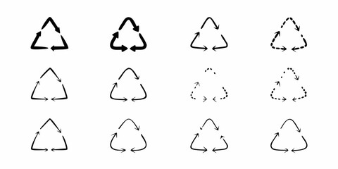 Arrangement of recycling symbols in a grid showcasing various plastic types
