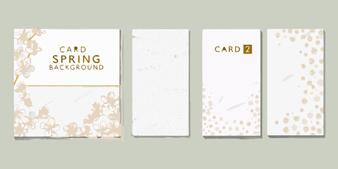 Four spring card backgrounds with floral and simple dotted designs