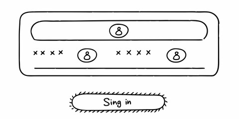Simple black and white illustration of a voting ballot with a sign in area