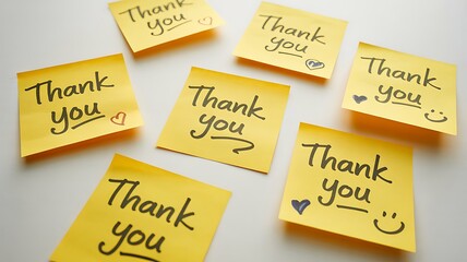 Gratitude Thank You Notes Bright Yellow Sticky Messages Photo