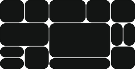 Bento Grid Abstract Black Shapes Collage with Rounded Corners