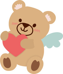 Obraz premium Cute Angel Teddy Bear Floating with Mint Wings.