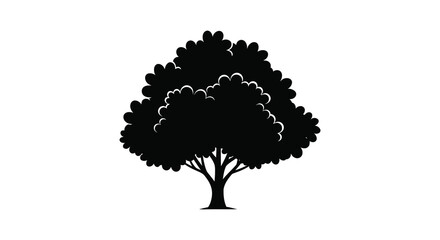 A striking black tree shape against a white background showcasing a dramatic silhouette © MIRAJ02