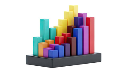 Colorful 3D Bar Chart on Black Base
