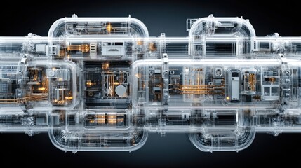 Pneumatic tube grid structure high-pressure air transport system abstract pattern great for lab infrastructure, robotics or advanced facility renders