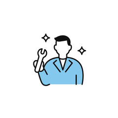 工具を持った作業員のシンプルなベクターアイコンイラスト