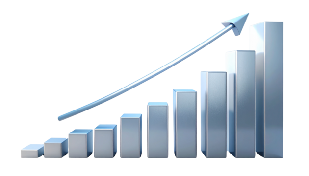  Business Growth Bar Chart Icon Transparent Background PNG - Powered by Adobe