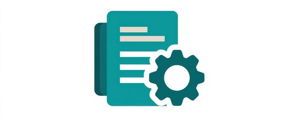 Teal document icon with gear representing settings, tools, and streamlined business automation