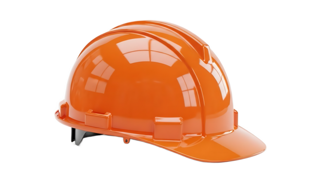 Orange hard hat on white background isolated on a transparent background helmet construction - Powered by Adobe