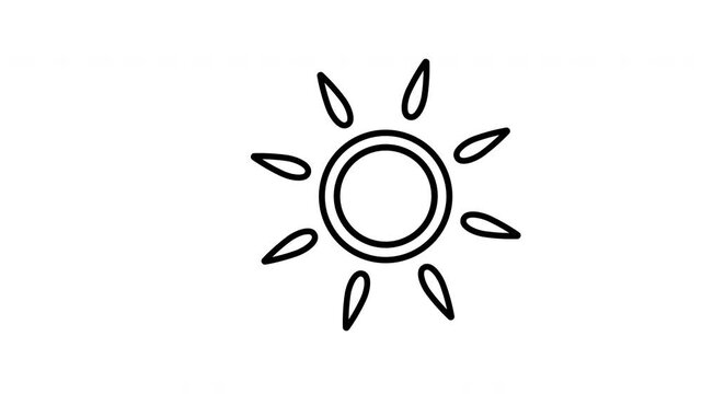 Sun icon designed with rounded triangular rays surrounding a circular shape, suitable for logo, weather app, summerthemed designs, and ecofriendly branding.