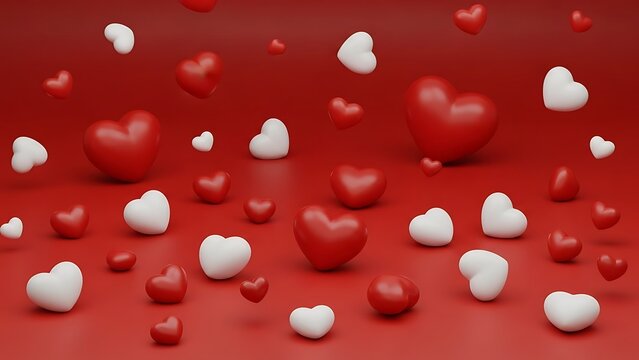 Floating hearts in a sea of love