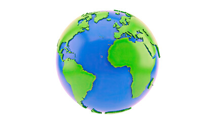 3D Globe with Continents and Oceans
