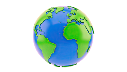 3D Globe with Continents and Oceans