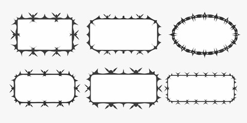 Obraz premium A collection of black and white barbed wire frame designs on a white background