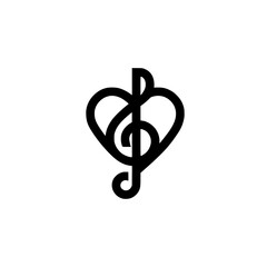 Obraz premium Heart shaped icon with music note symbol showing passion harmony vector design