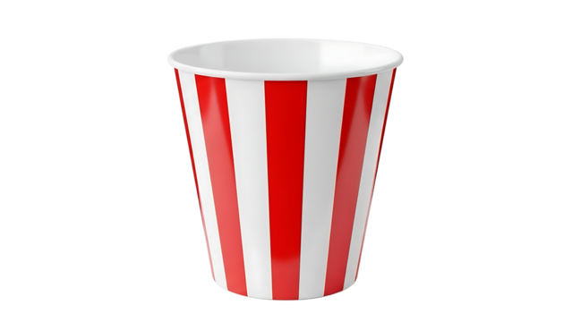 Red and white striped paper cup isolated on a transparent background disposable cup - Powered by Adobe