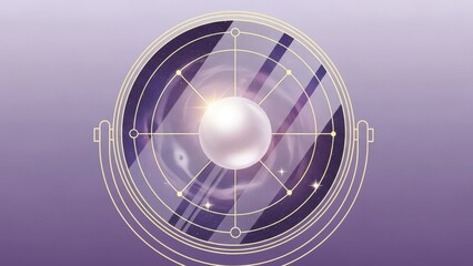 Abstract Futuristic Orb with Glowing Core and Radar Interface.