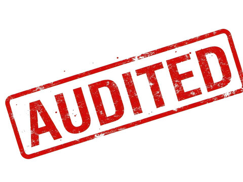 Official audit stamp marking document verification isolated on transparent background