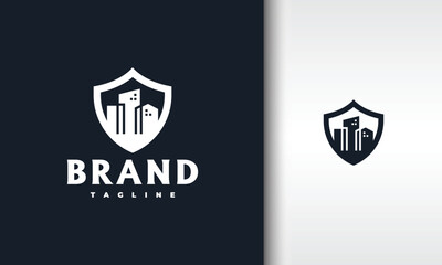 Modern Shield and Building Logo for Real Estate and Urban Security