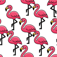Obraz premium A digital illustration of multiple pink flamingos on white