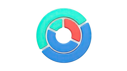 3D concentric donut chart with blue, green, and red segments