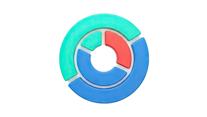 3D concentric donut chart with blue, green, and red segments